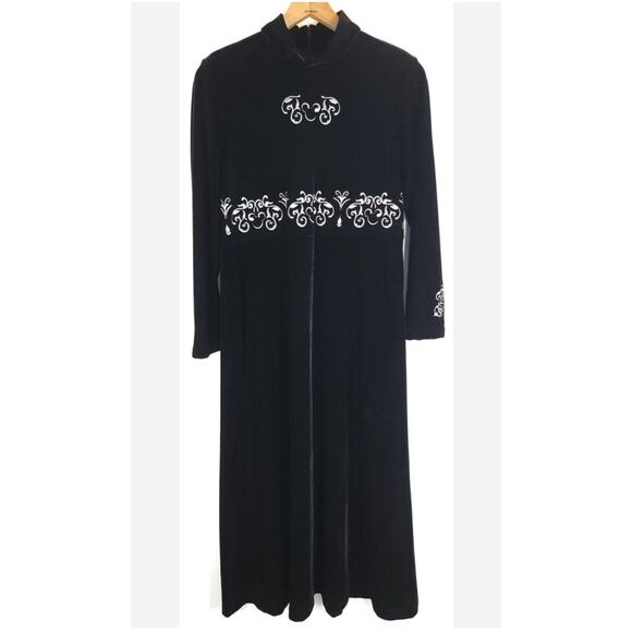 Vintage Disney Catalogue Black Velour Silver Embroidered Mickey Mouse Dress L - Picture 1 of 5